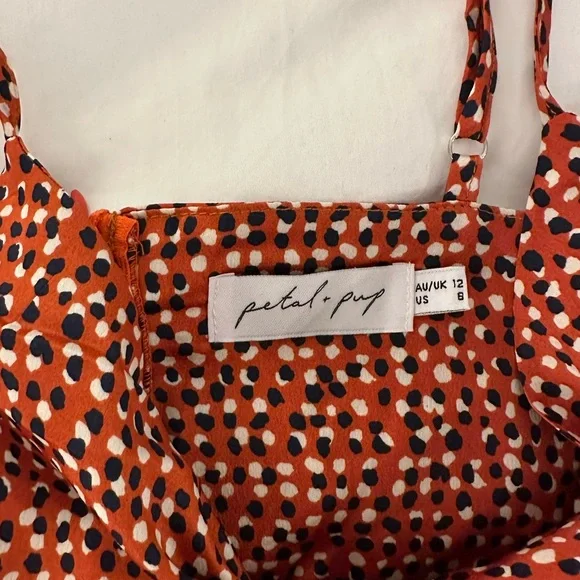 Petal & Pup Rust Polka Dot Midi Dress with Adjustable Straps - Picture 3 of 6